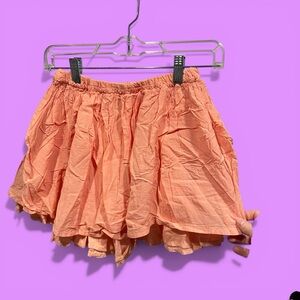 Cute peach mini ruffle layered skirt kids Wheat 8 adjustable waist cotton blend